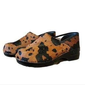 Artificial Intelligence Women's Cow Print Real Fur Comfort Clogs Eur 40 USA 9.5